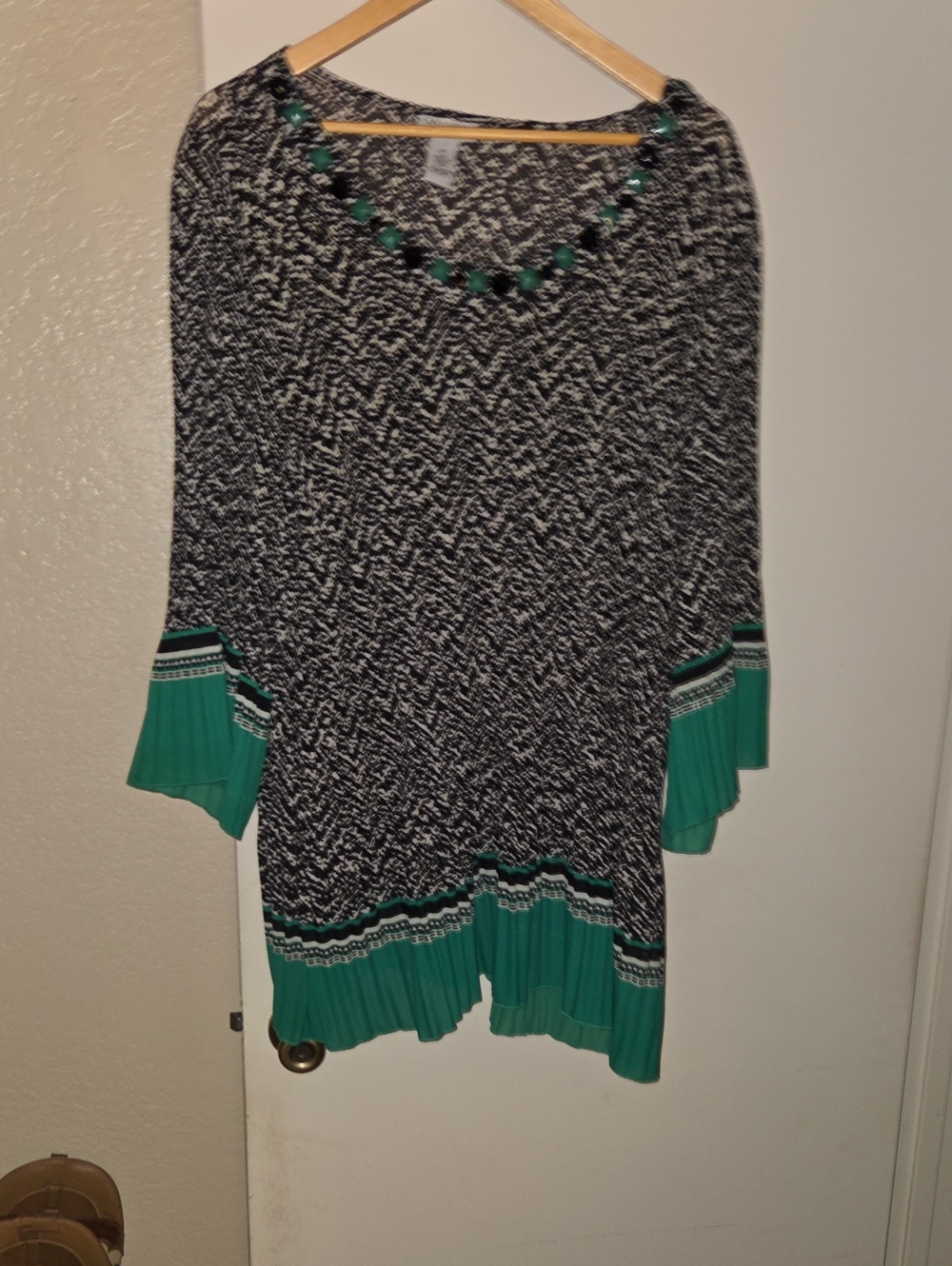 ✨ Catherines Embellished Printed Tunic Blouse | Turquoise & Black ✨